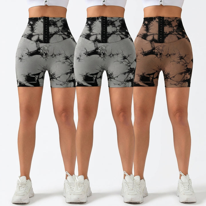 3-Pack Seamless Tie-Dye Scrunch Butt Shorts – High-Waisted Tummy Control Workout Shorts