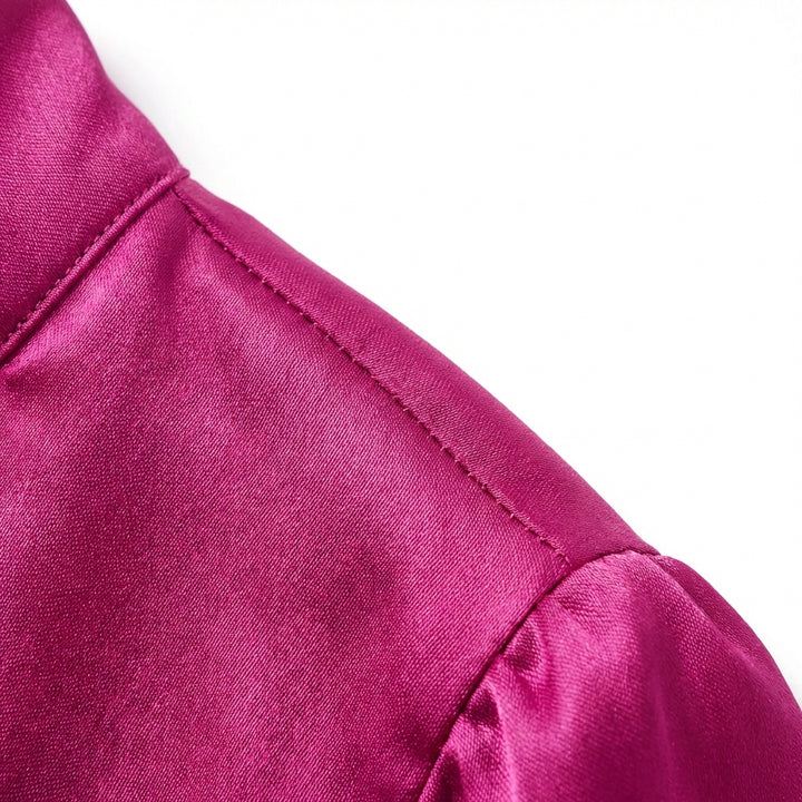 Elegant Temperament Long-sleeved Dress Satin Halterneck Formal Evening Dresses Women Clothing