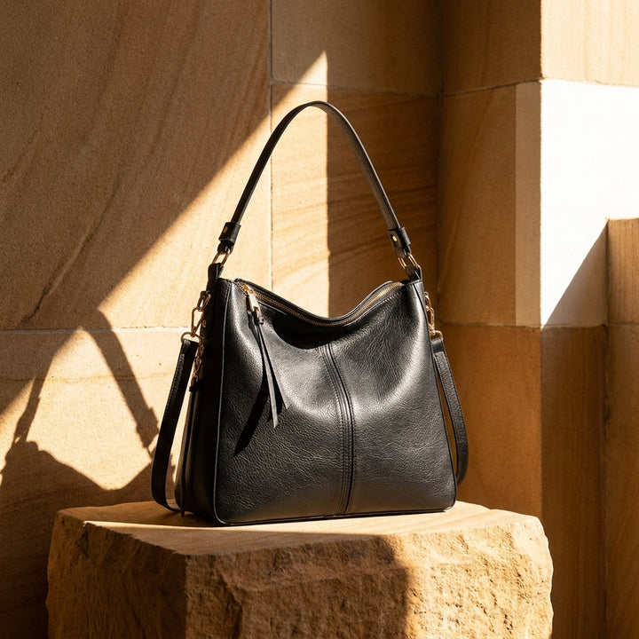 Retro PU Leather Hobo Tote Bag – Women’s Large Capacity Shoulder & Crossbody Handbag
