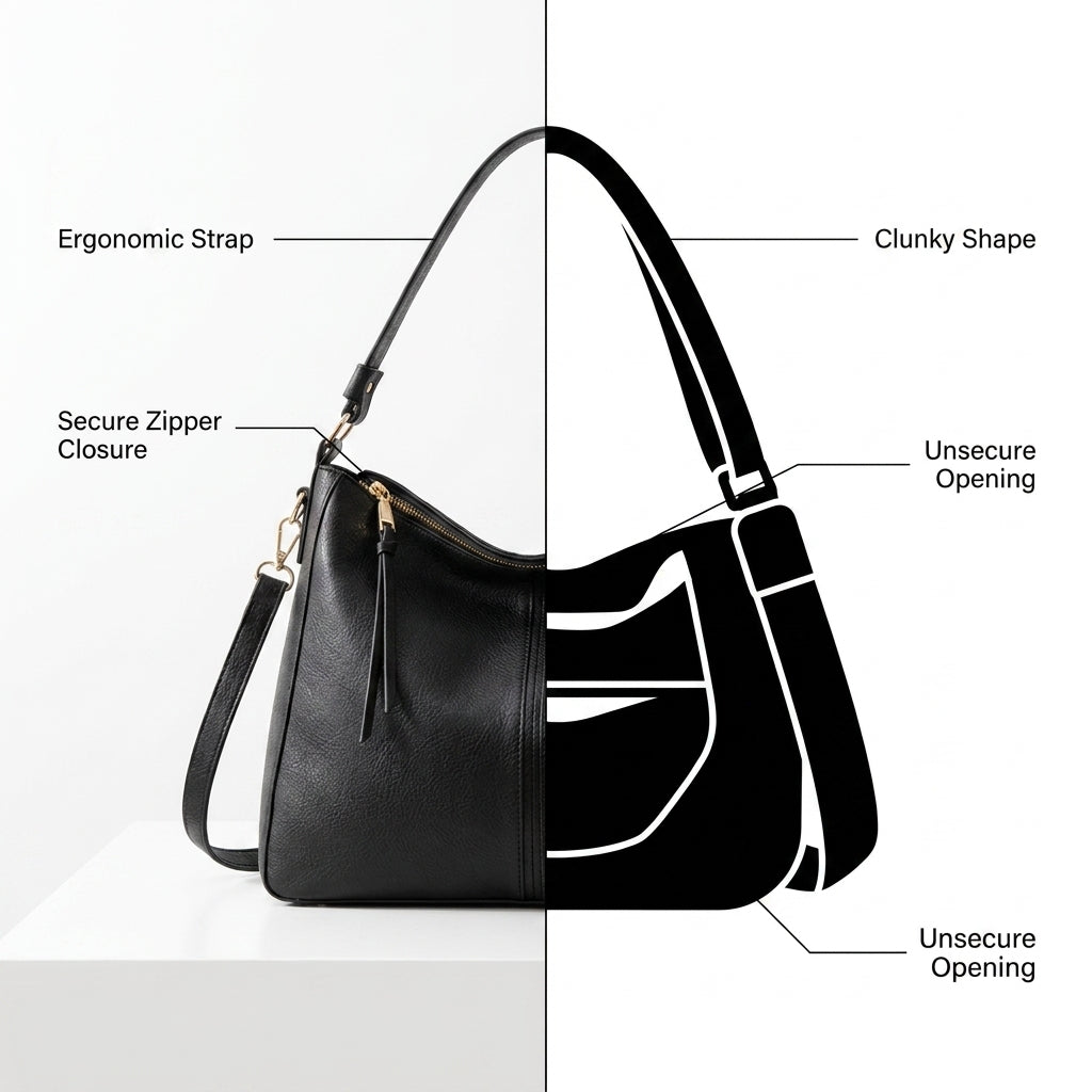 Retro PU Leather Hobo Tote Bag – Women’s Large Capacity Shoulder & Crossbody Handbag