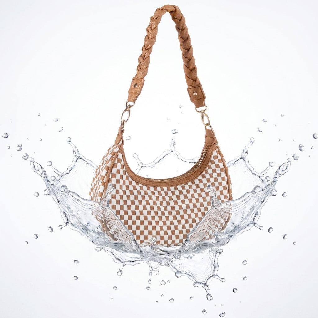 Women Woven Hobo Handbag For Women Fashion Vegan Leather Tote Bag For Women-Brown