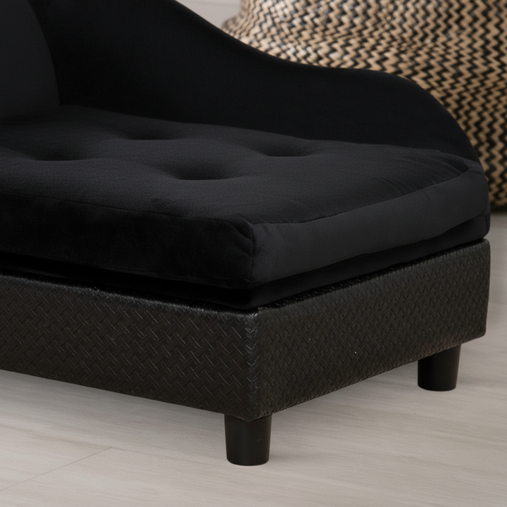 Pet Sofa Bed Couch with Storage, Pet Sofa for Cats and Small Dogs, Black