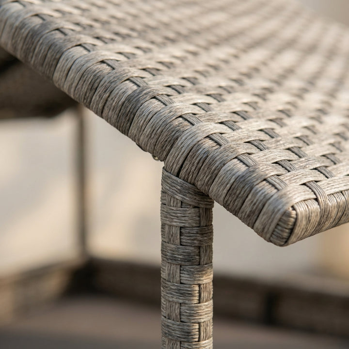 Wicker Dog House Elevated Raised Rattan Bed with Removable Cushion Lounge, Charcoal Gray