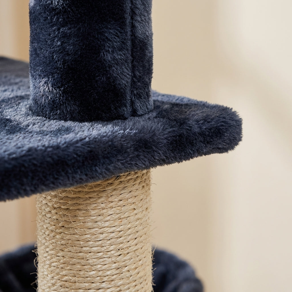79-inch Cat Tree Tower, Large Multi-story Cat Climbing Tower, Natural Sisal Grabber Posts, Extended Platform, Hammock
