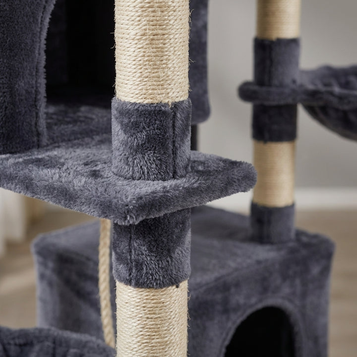 66 Inch Cat Tree Tower, Large Multi-Cat Climbing Extended Platform, Hammock, Pet House For Indoor Cats And Kittens Play