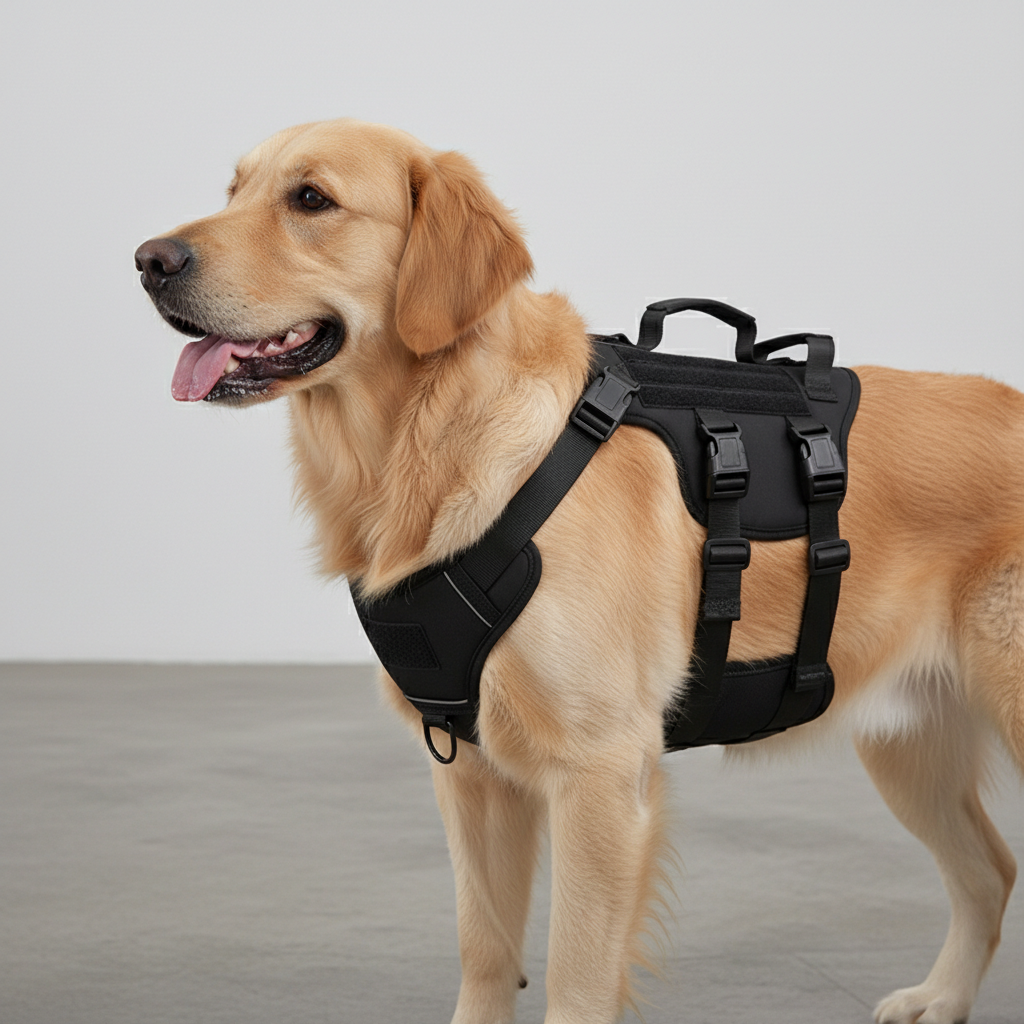 Tactical Dog Harness – Adjustable No-Pull Reflective Vest for Large Dogs