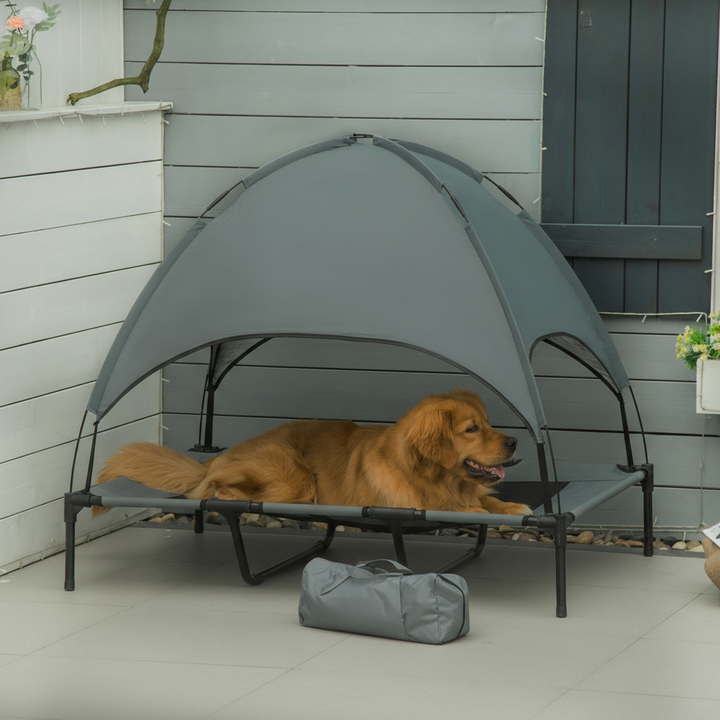 48" x 36" Elevated Portable Dog Cot Cooling Pet Bed with UV Protection Canopy Shade