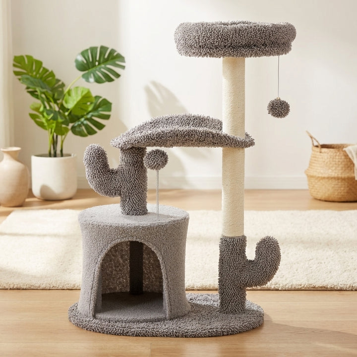 Small Cat Tree Tower, 33 Cat Scratching Post With Curved Bed
