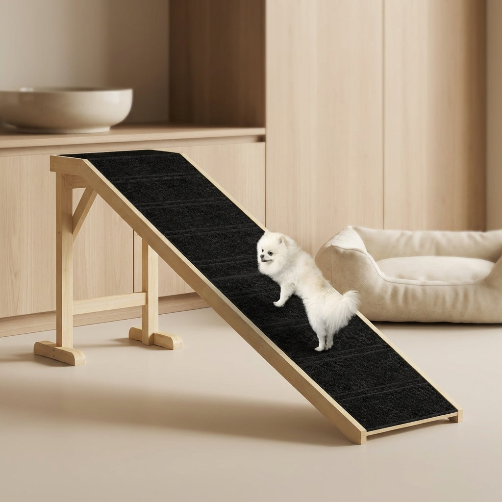 Wooden Pet Ramp for Dogs & Cats – Anti-Slip Carpet Pet Stair Ramp