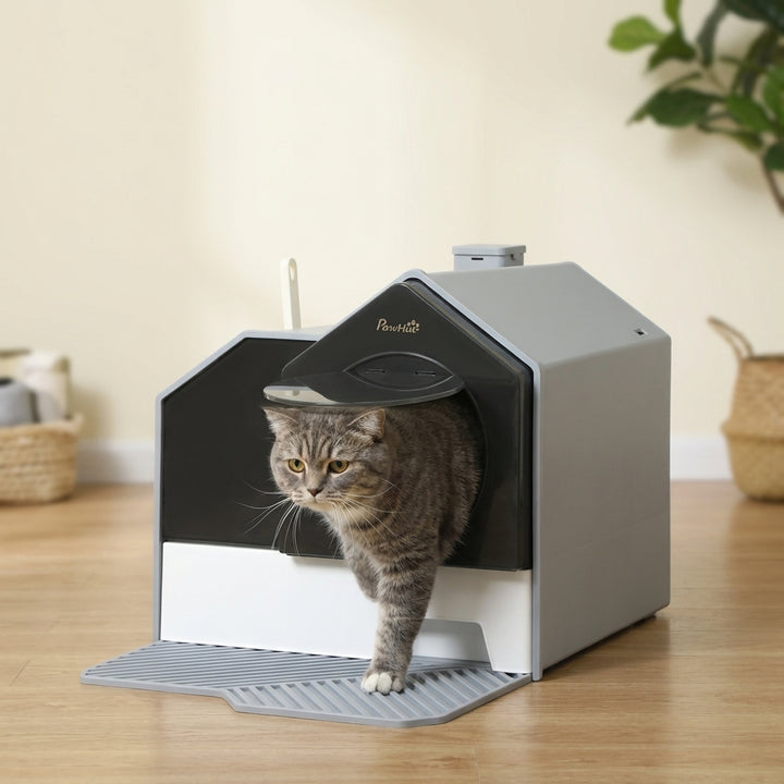 Enclosed Cat Litter Box with Drawer Cleaning System