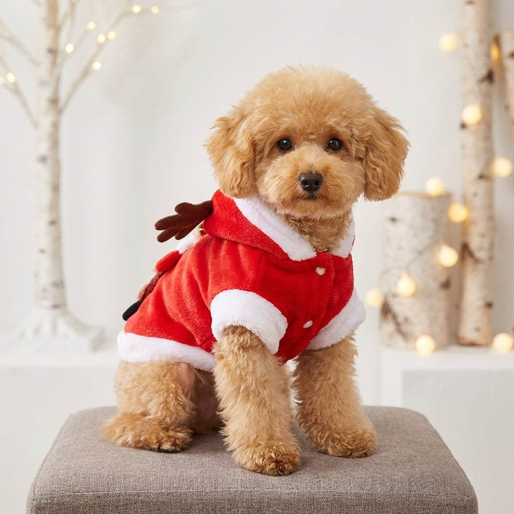 Pet Christmas Costume – Santa Claus Reindeer Outfit for Dogs & Cats