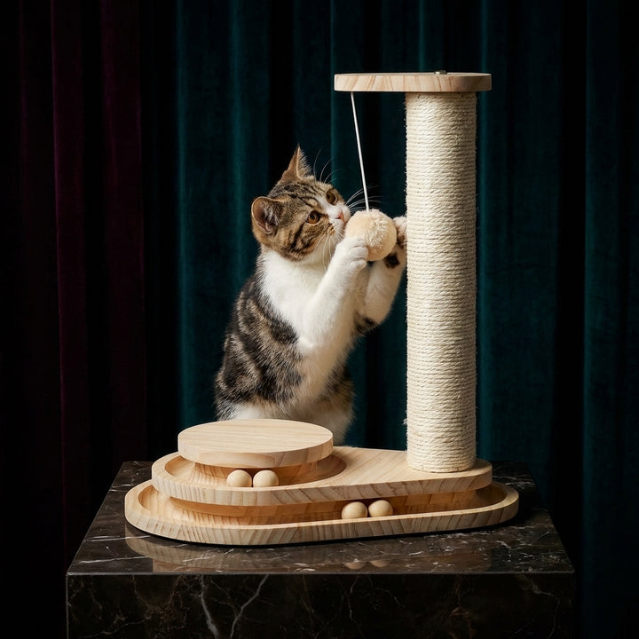 Indoor Cat Soft Scratching Board And Interactive Ball Track Toy Cat Rest And Grooming Supplies
