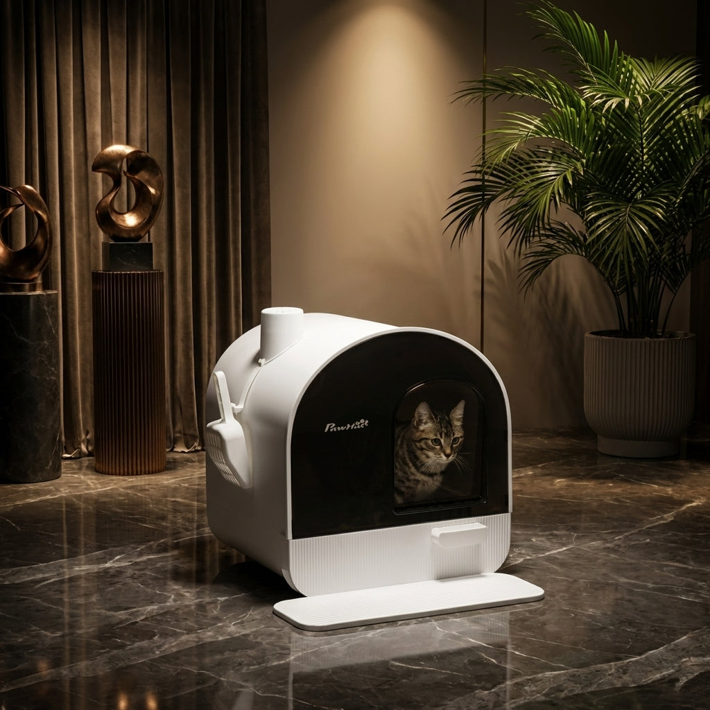Hooded Cat Litter Box with Slide-Out Tray & Odor Filter
