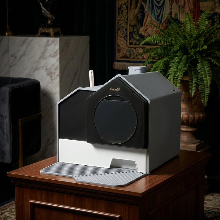 Enclosed Cat Litter Box with Drawer Cleaning System