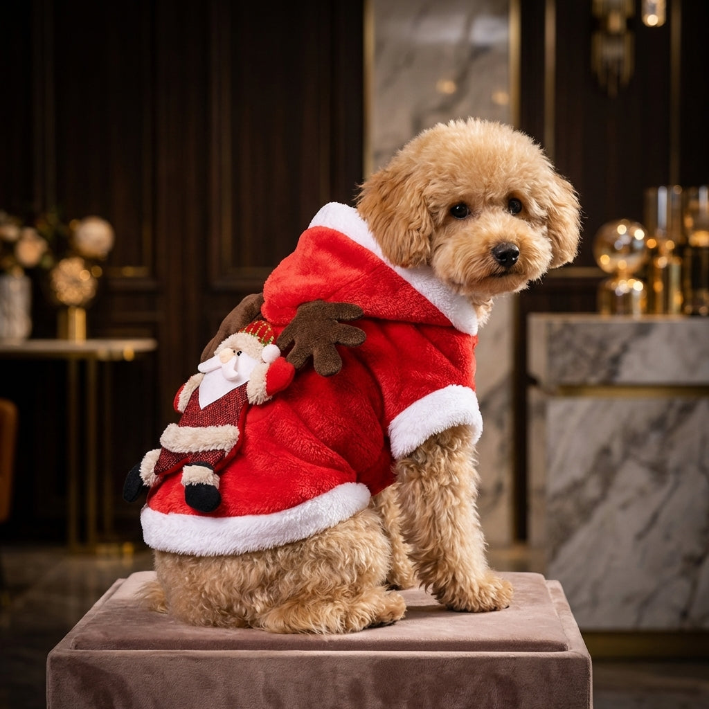 Pet Christmas Costume – Santa Claus Reindeer Outfit for Dogs & Cats
