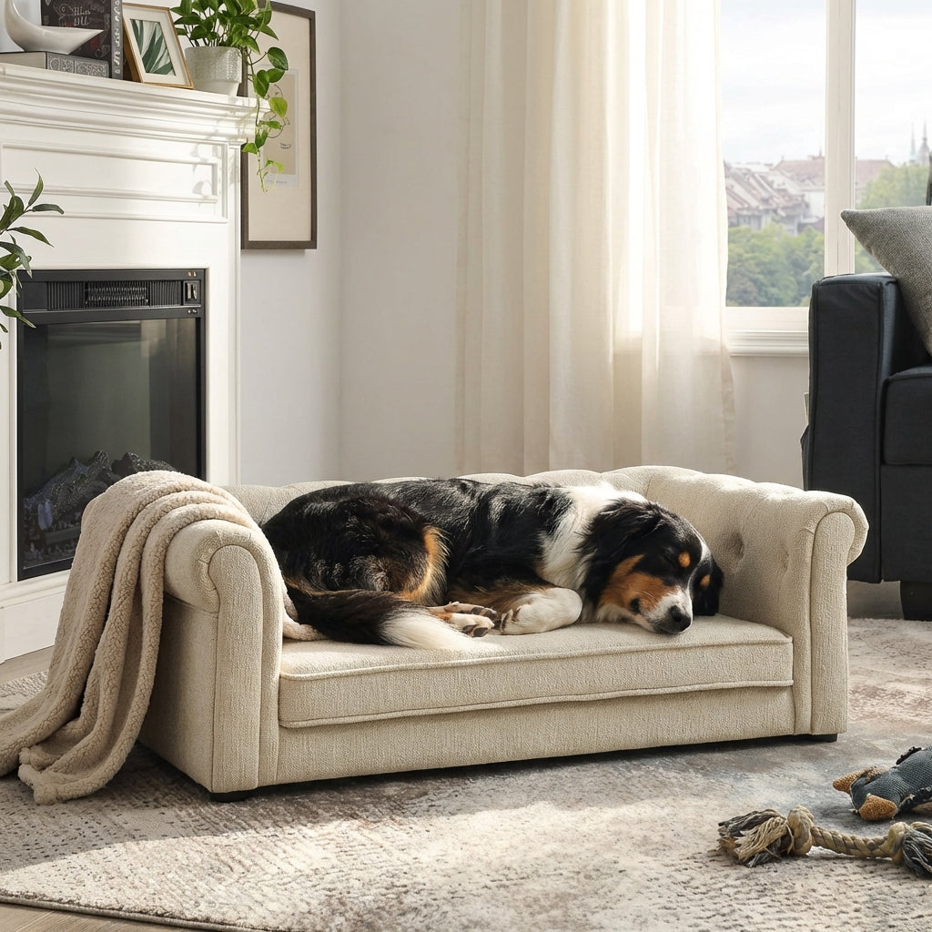 Elegant Elevated Dog Sofa Bed – Modern Pet Couch for Medium & Large Dogs