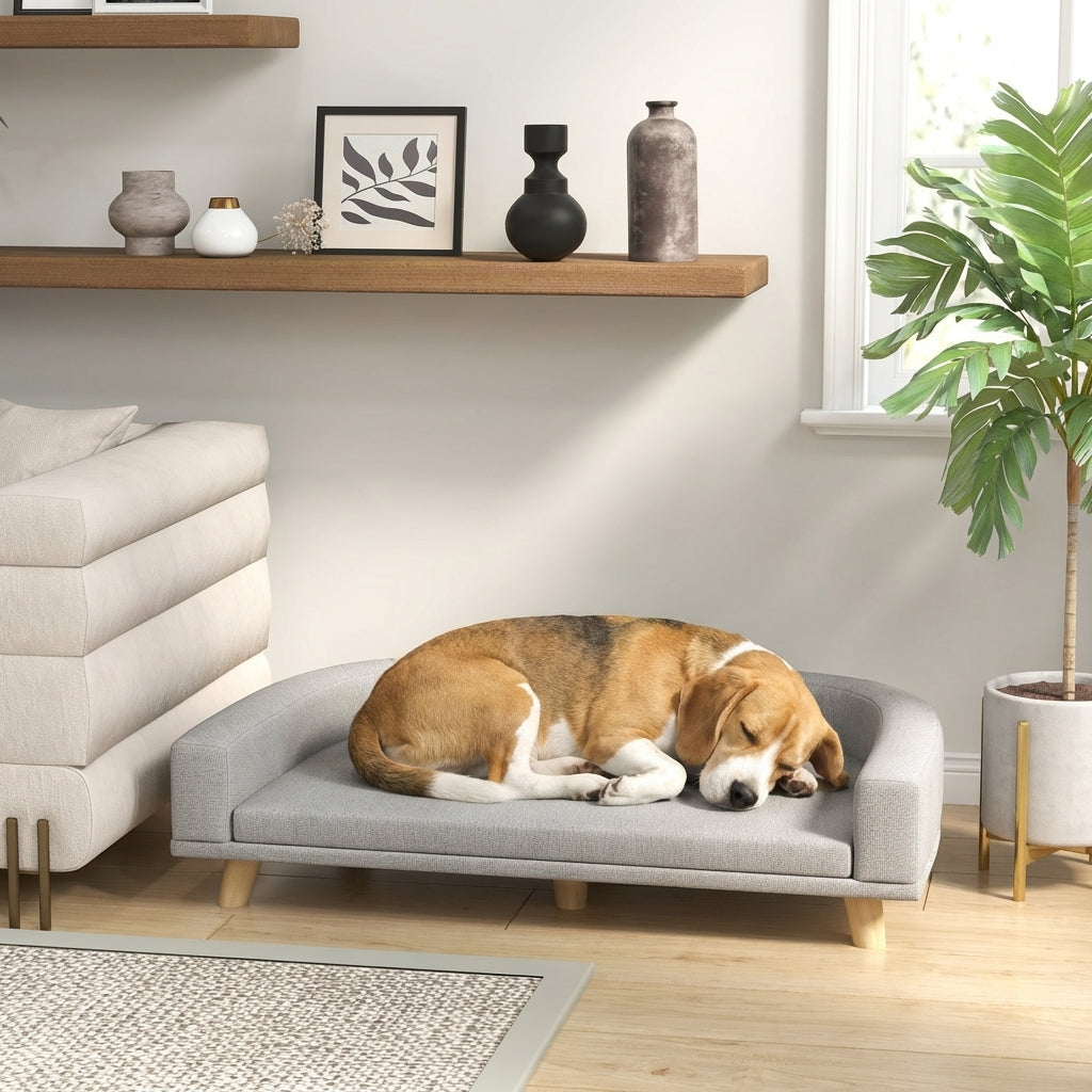 Dog Sofa Couch Bed with Washable Cushion for Large Dogs, Cats, Gray