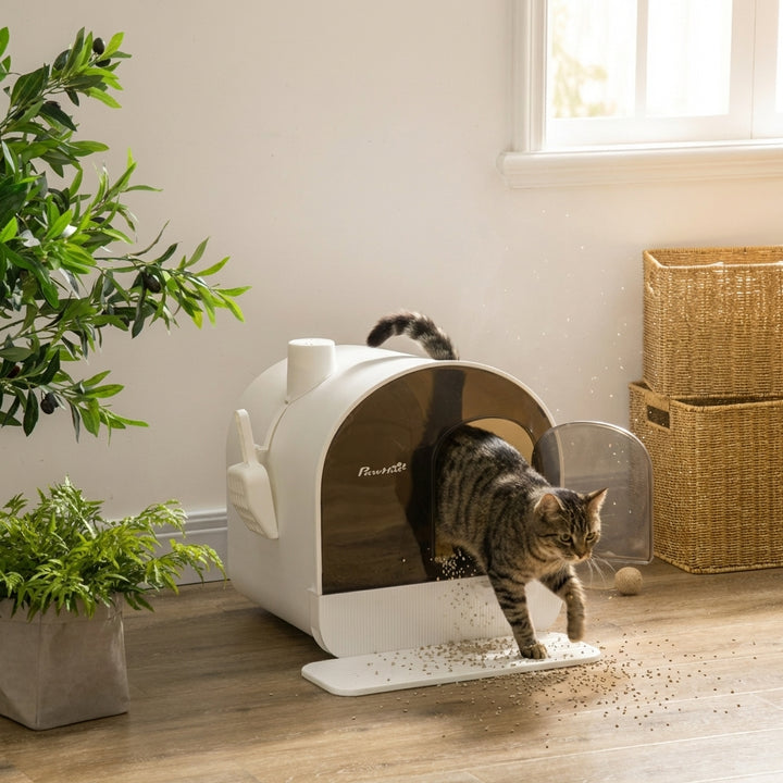 Hooded Cat Litter Box with Slide-Out Tray & Odor Filter