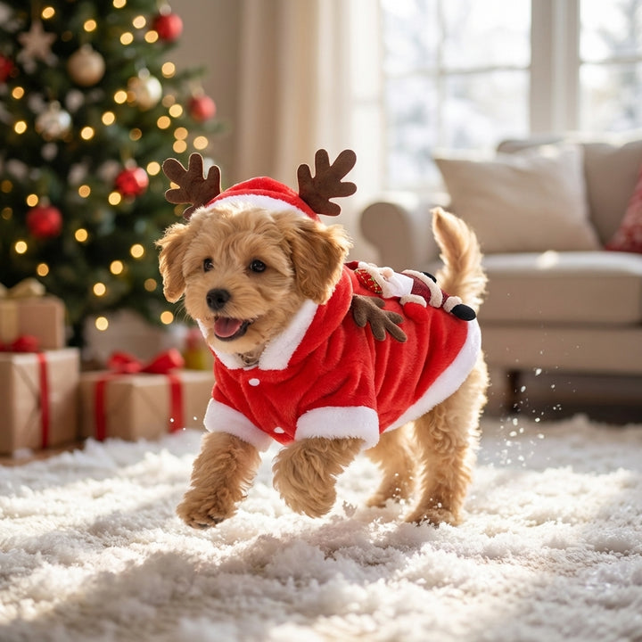 Pet Christmas Costume – Santa Claus Reindeer Outfit for Dogs & Cats
